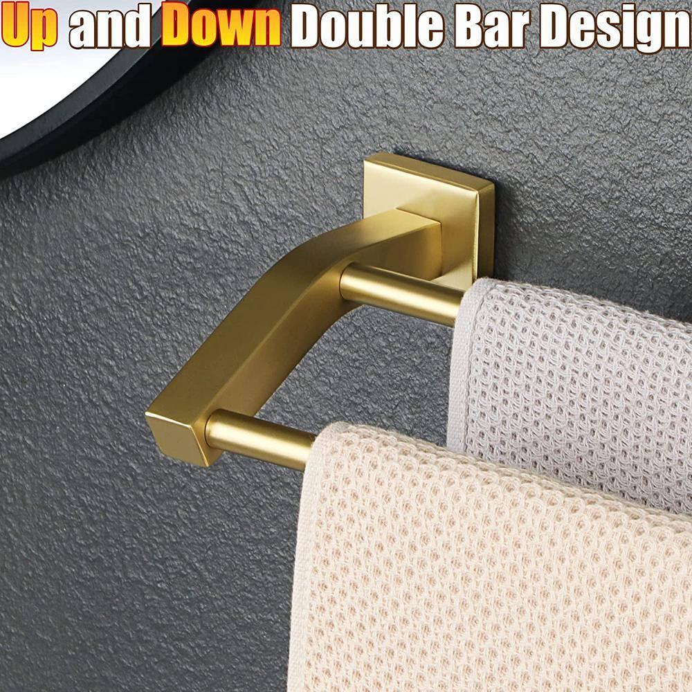 Alise Bath Double Towel Bars Towel Racks for Bathroom,Wall Mount Towel Holder Heavy Duty SUS304 Stainless Steel Towel Hanger Rail,GK9800-G Gold Finish 32-Inch