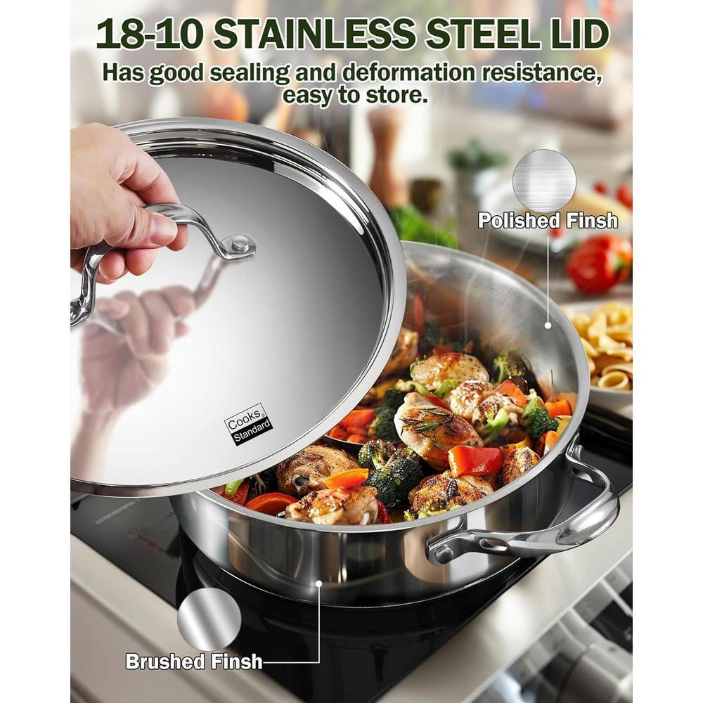 Cooks Standard Cooks Standard Classic 5 QT 11 inch Stainless Steel Saute Pan Frying Pan Skillet with Lid