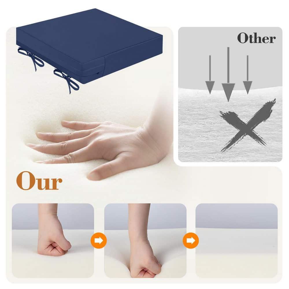 18 in. x 18 in. x 2 in. Outdoor Square Dining Chair Seat Cushion for Patio Furniture, Navy Blue (2-Pack)