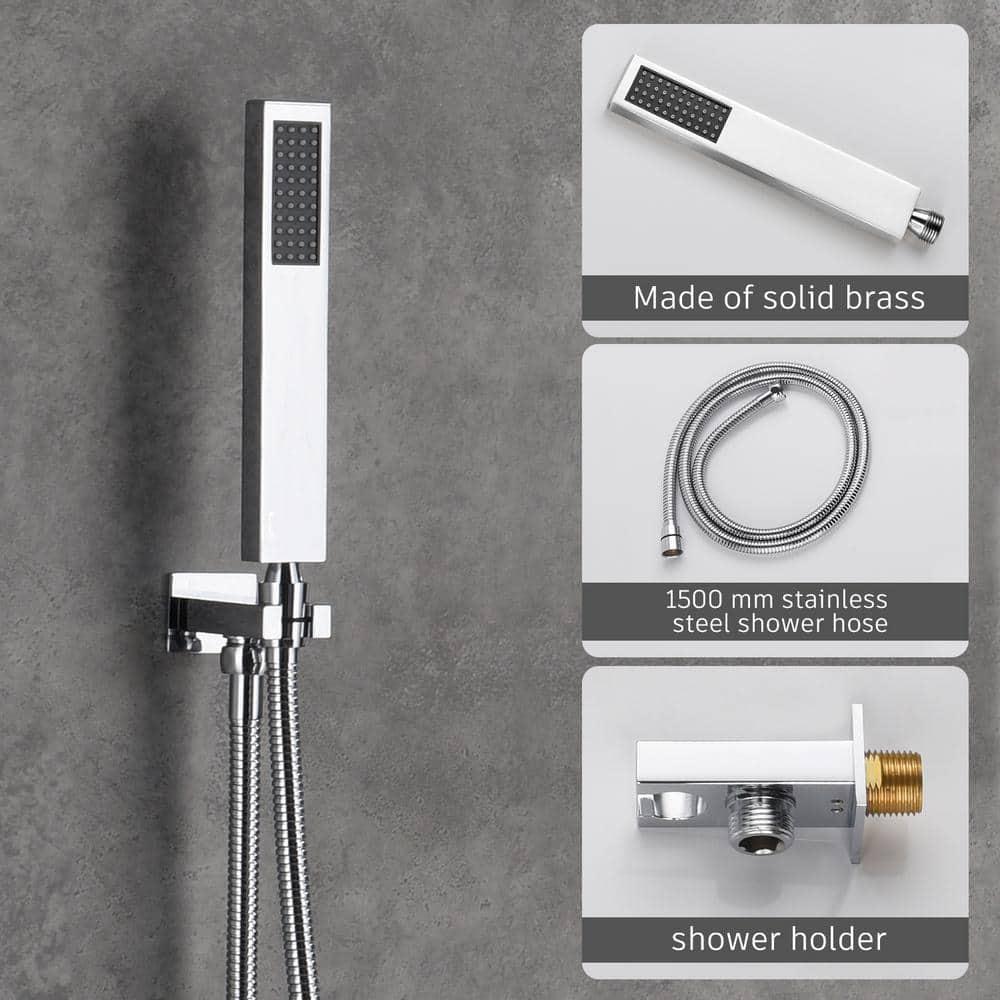 CASAINC 10" Wall Mounted Dual Shower Heads Shower Valve Trim System Kit