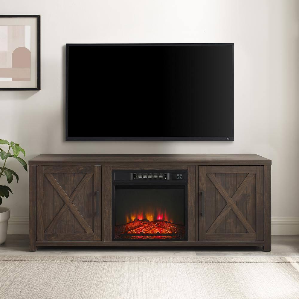 58" Gordon Low Profile TV Stand for TVs up to 65" with Fireplace Dark Walnut - Crosley