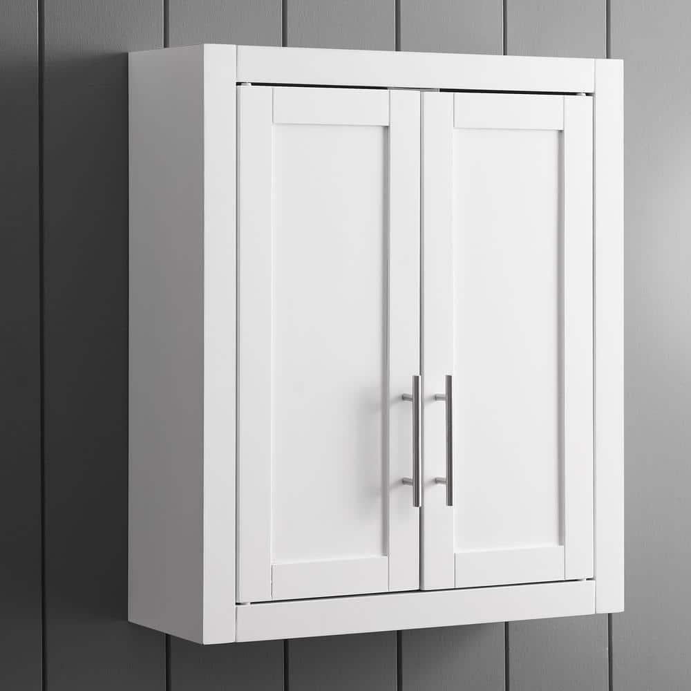 Savannah Wall Cabinet White - Crosley: Adjustable Shelves, MDF, Universal Storage, 22x26x8 inches