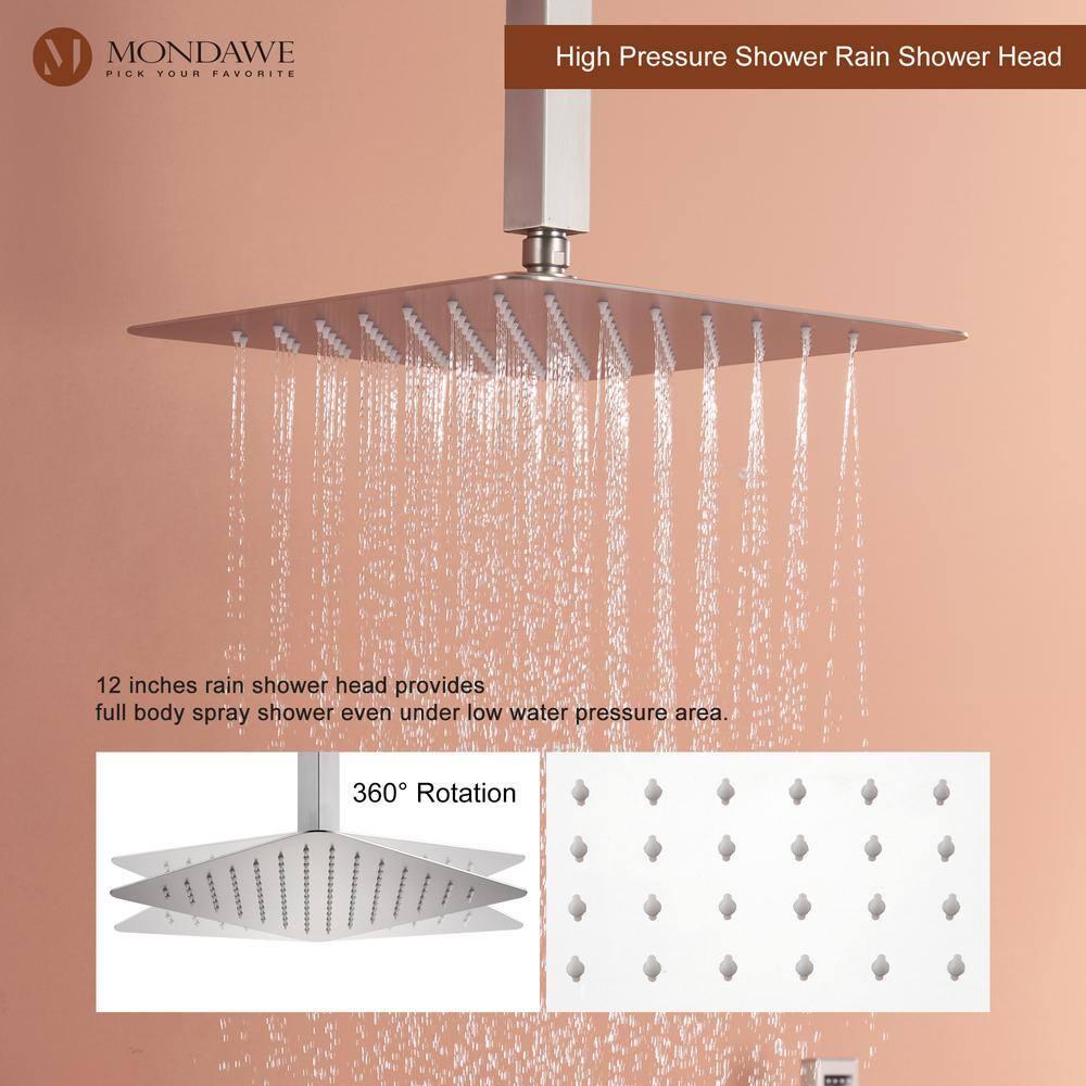Herathena 3 Functions Ceiling Mounted Luxury Shower System with 6 Body Jets (Rough-in Valve Included)