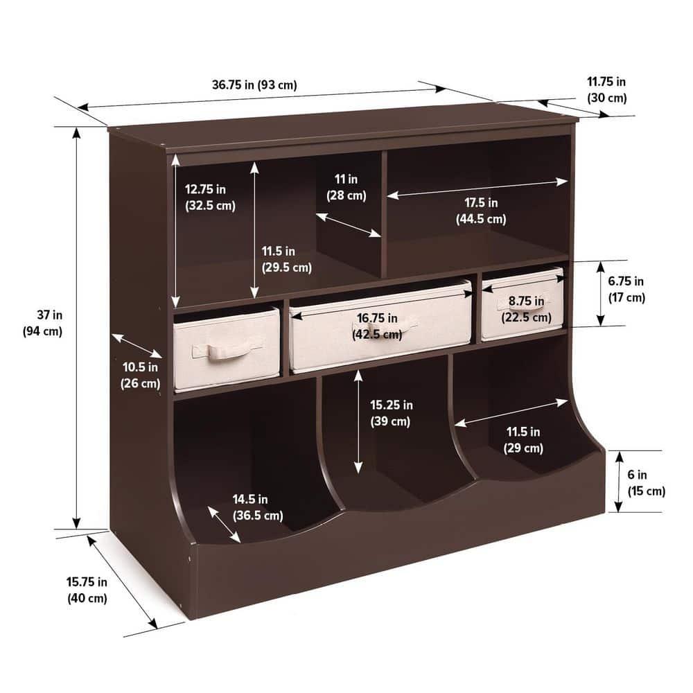 Badger Basket Combo Bin Storage Unit with Three Baskets - Espresso