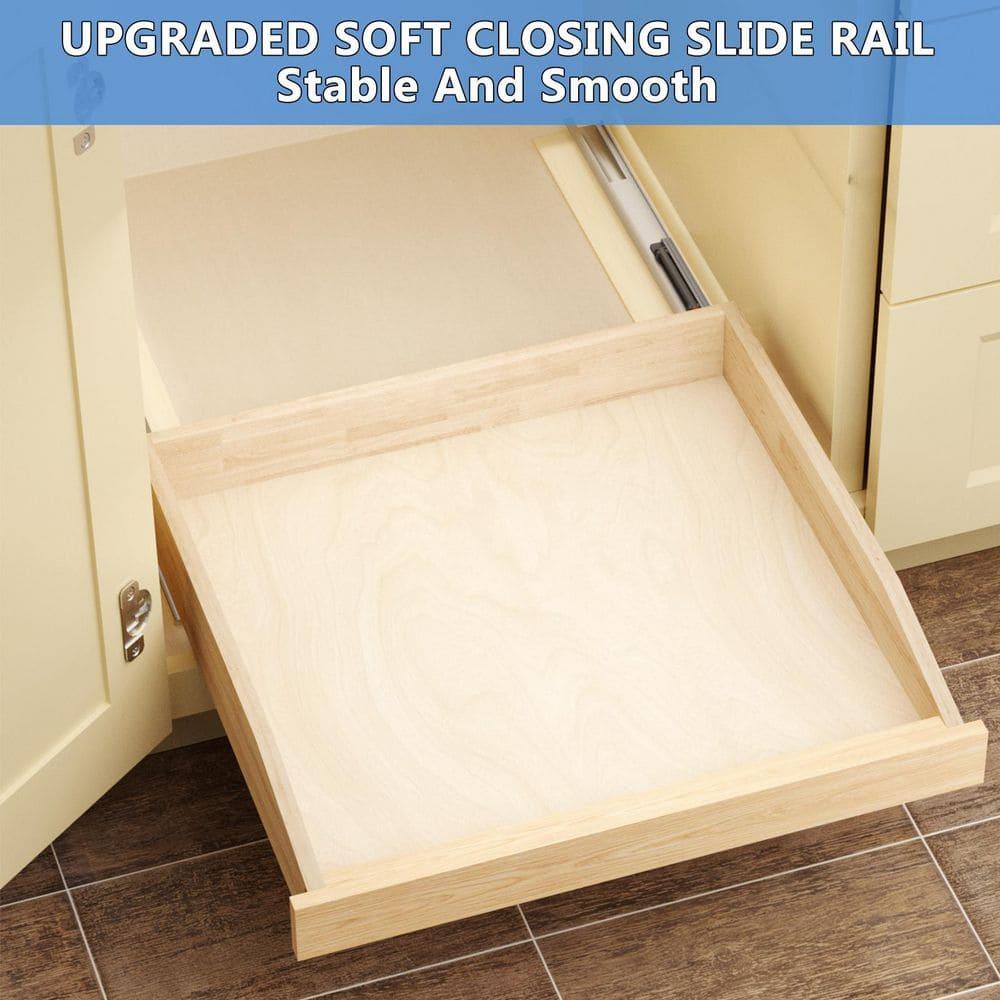 LOVMOR Single Pull Out Cabinet Organizer 25½”W x 21”D, Soft Close Slide Out Drawer Storage Shelves for Kitchen, Wood Cabinet Shelf Pull-Out Organizer Storage for Base Cabinets
