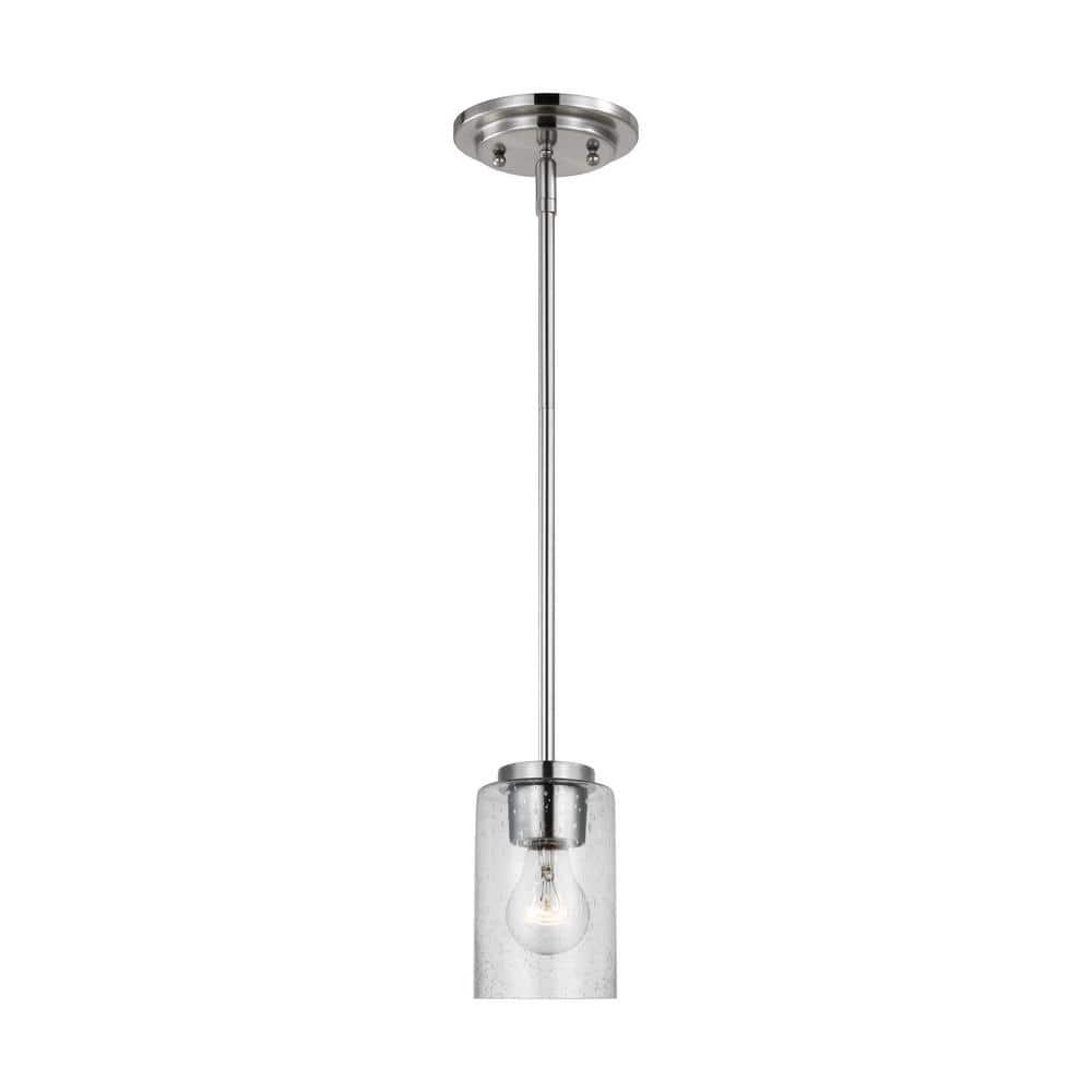 Oslo Brushed Nickel Mini Pendant with Clear Seeded Glass