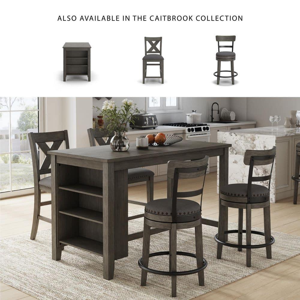 Caitbrook Counter Height Barstool Gray - Signature Design by Ashley: Polyester Upholstery, Nailhead Trim, Swivel Seat