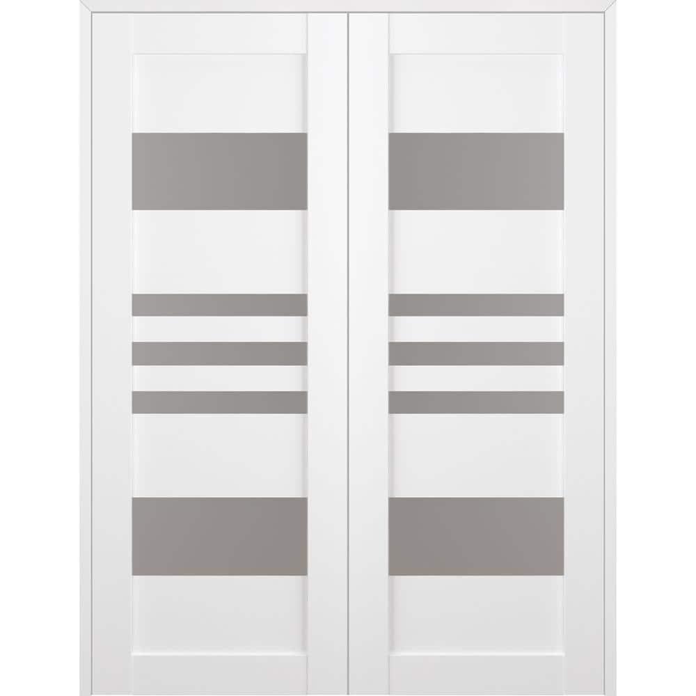 Belldinni Leti Solid Manufactured Wood and Glass Paneled Prefinished Double French Door