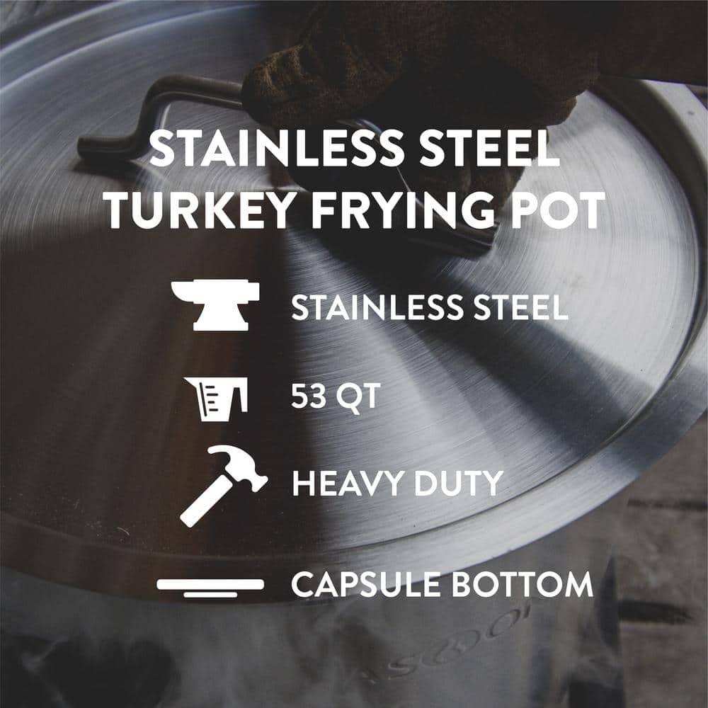 GasOne Stainless Steel Stockpot with Basket – 53qt Stock Pot with Lid and Reinforced Bottom –