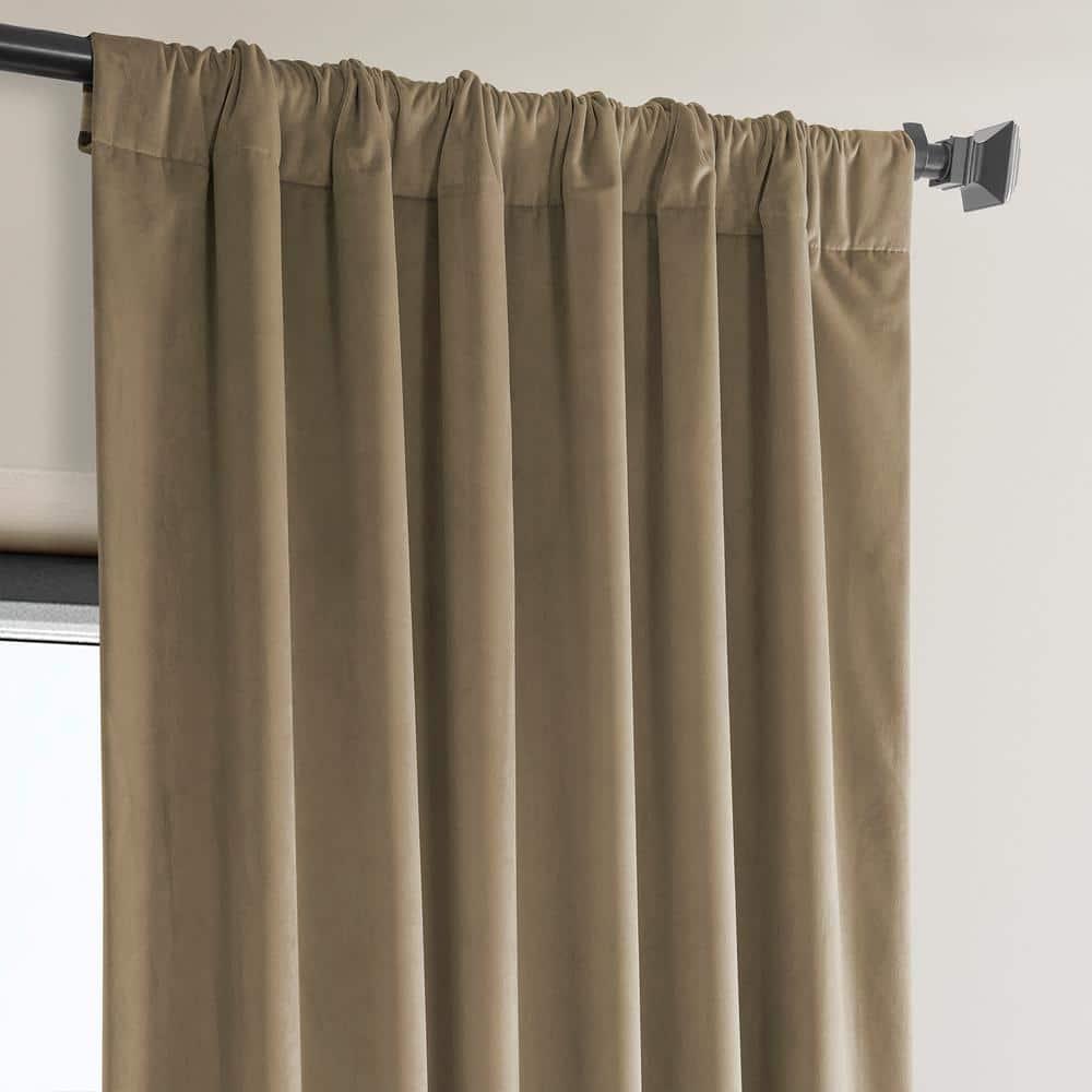 Half Price Drapes Museum Taupe Heritage Plush Velvet Room Darkening Curtains (1 Panel), 50W X 120L
