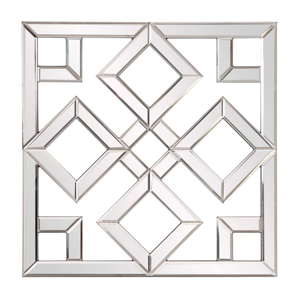 Howard Elliott 20"x20" Moira Decorative Accent Lattice Square Wall Mirror: Modern Style, Wood Frame, No Assembly Required
