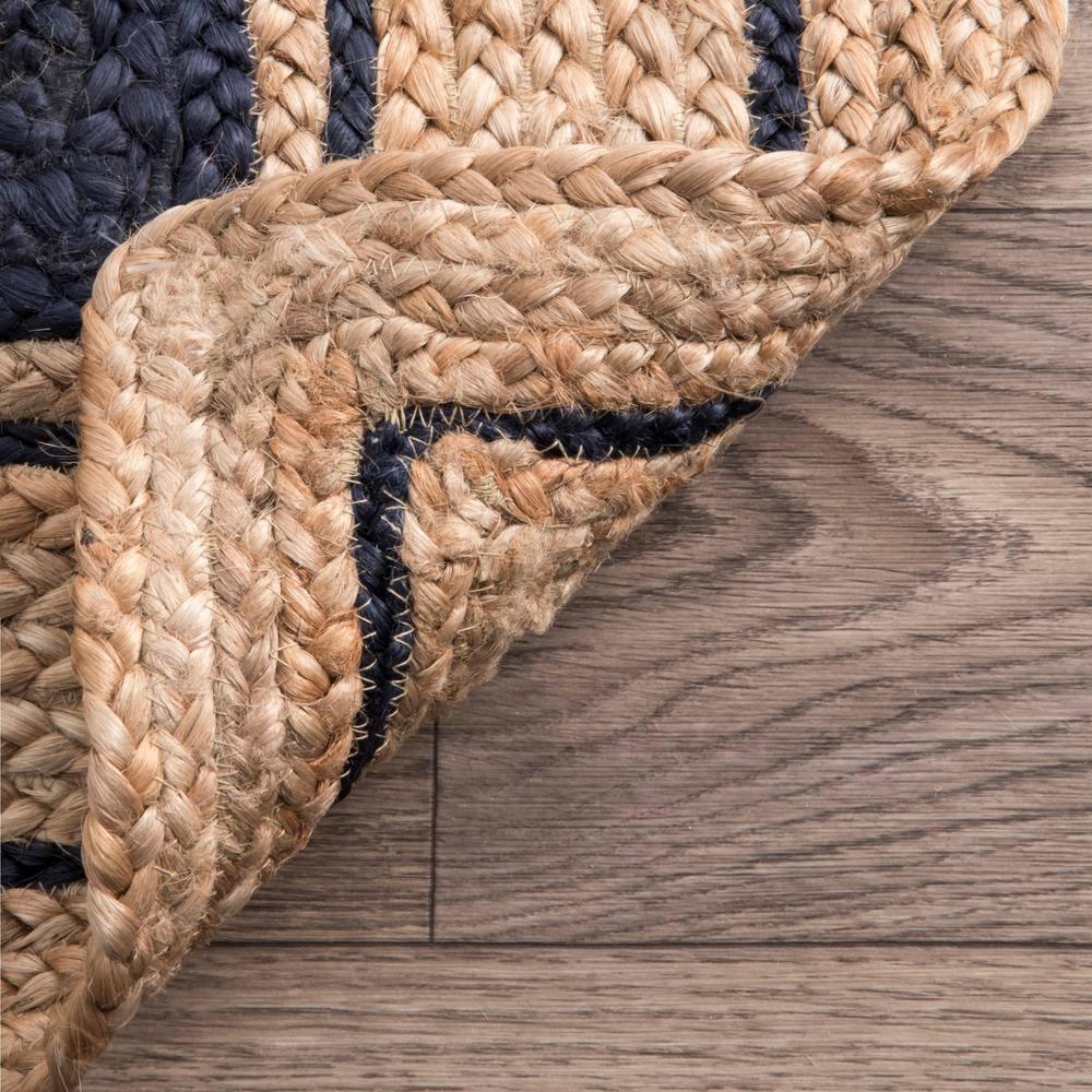 Nuloom Rikki Bordered 4x6 Jute Indoor Area Rug for Dining Room Rug Neutral Rug Living Room Rug Kitchen, Navy/Natural