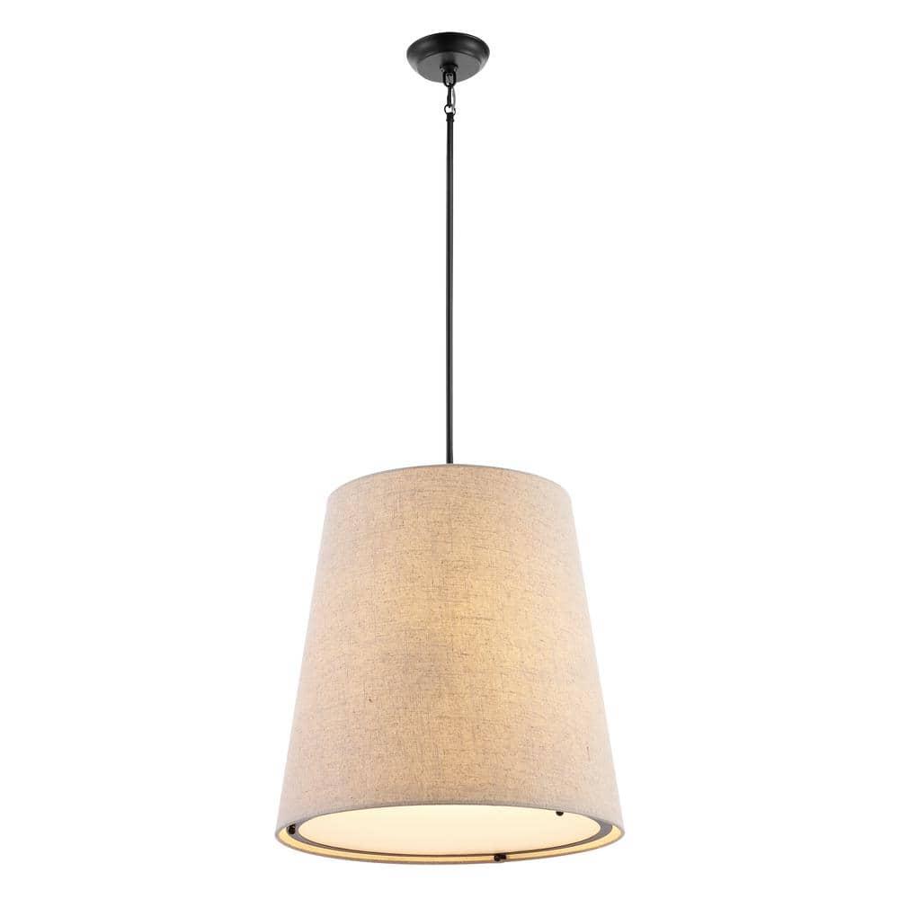 Arden 18" 1-Light Farmhouse Bohemian Iron LED Pendant, Oil Rubbed Bronze/Beige