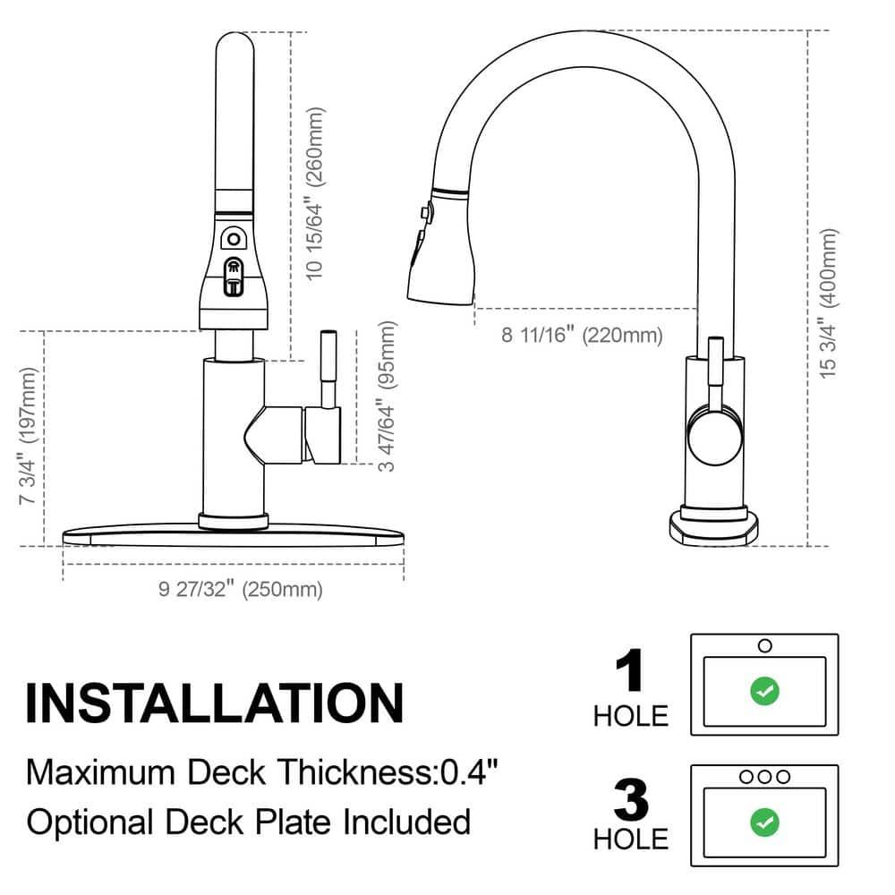 GAGALIFE Single Handle Pull Down Sprayer Kitchen Faucet High Arc Stainless Steel Faucet with 3-Function Sprayer JJL-CL-PT-SDP-G
