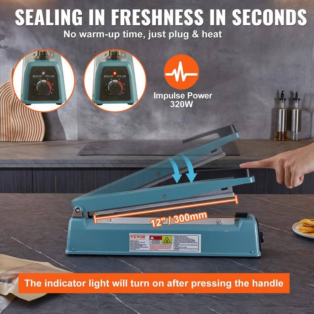 VEVOR VEVOR 12" Iron Hand Impulse Heat Sealer Machine Poly Bag Sealing for Plastic Bag