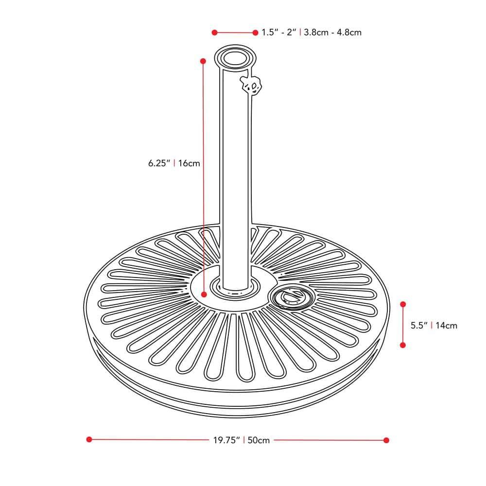 48.9lbs Umbrella Base with Steel-Lined Attachment Piece Gray - CorLiving