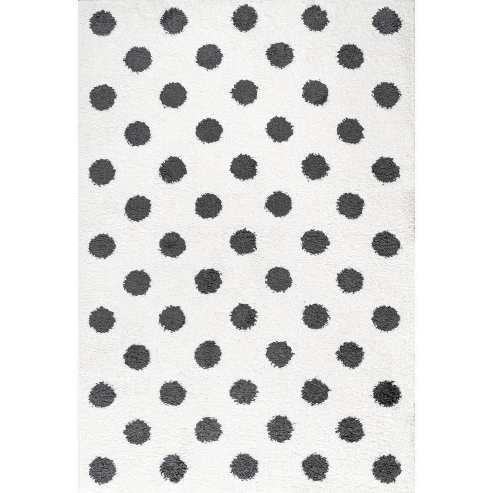 5'x8' Pere Modern Charcoal Dot Shag Area Rug, White/Black - JONATHAN Y