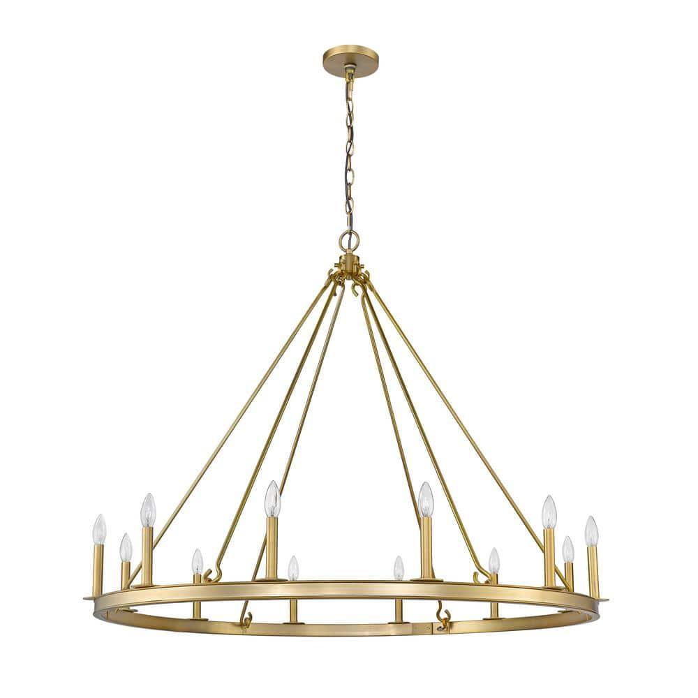 Z-Lite Barclay 12 Light 48" Round Steel Chandelier in Olde Brass