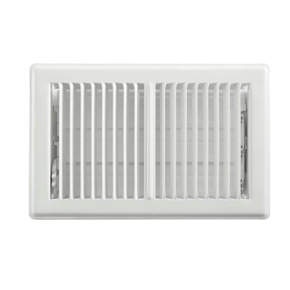 6 in. X 10 in. 2-Way Steel Floor Register in White