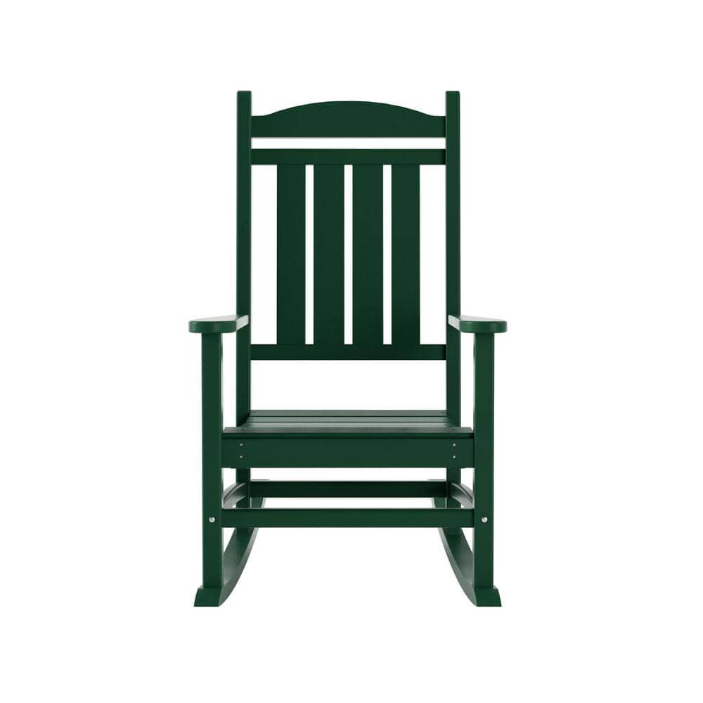 Polytrends  Laguna Hdpe All Weather Outdoor Patio Rocking Chair Dark Green
