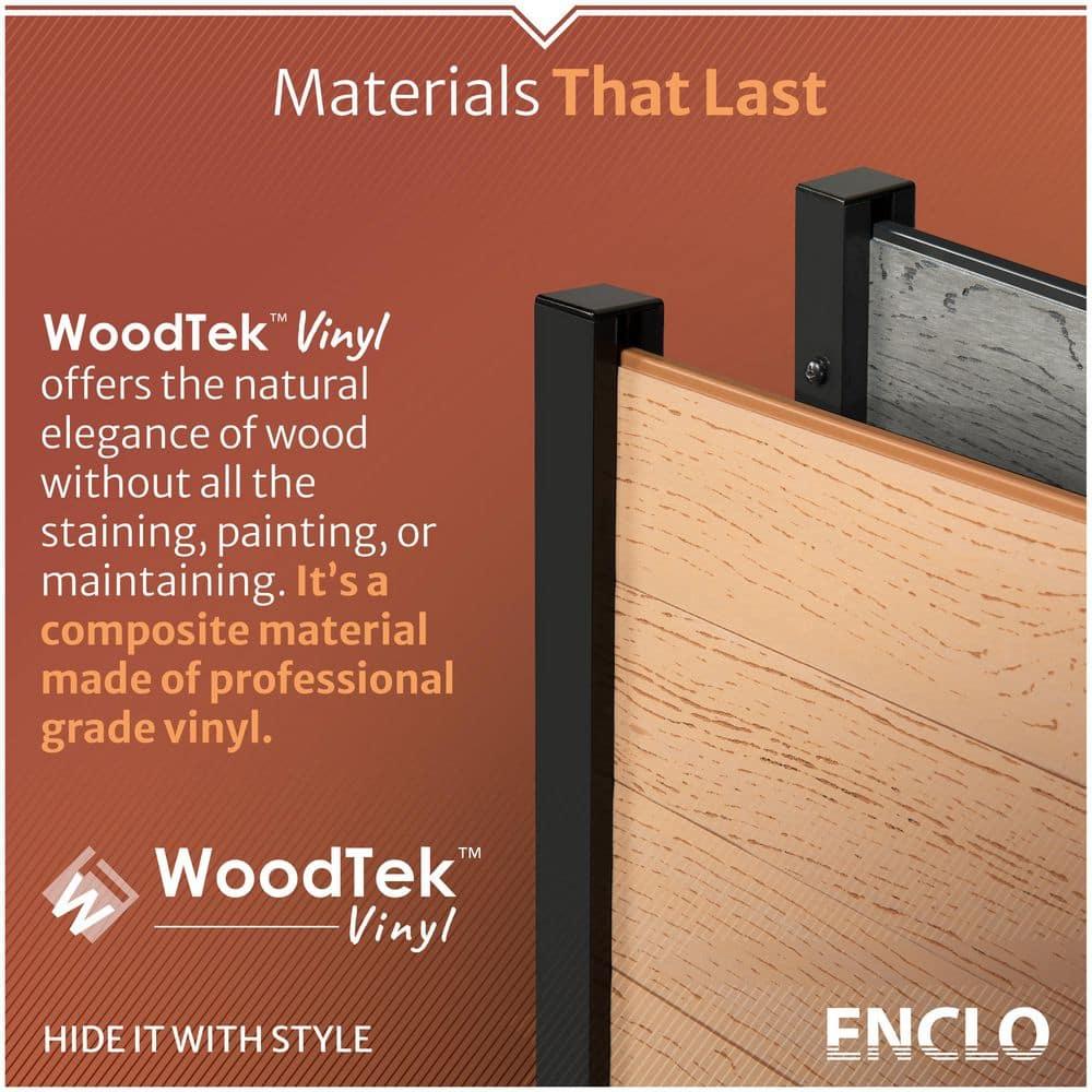 44in H x 46in W x 9.5in L (1 Screen w/ Planter) Freestanding Enclo Florence Ash Color Privacy Fence Screen with Planter Box, Outdoor Vinyl Privacy Screen Panel for Patio & Air Conditioner, EC18007