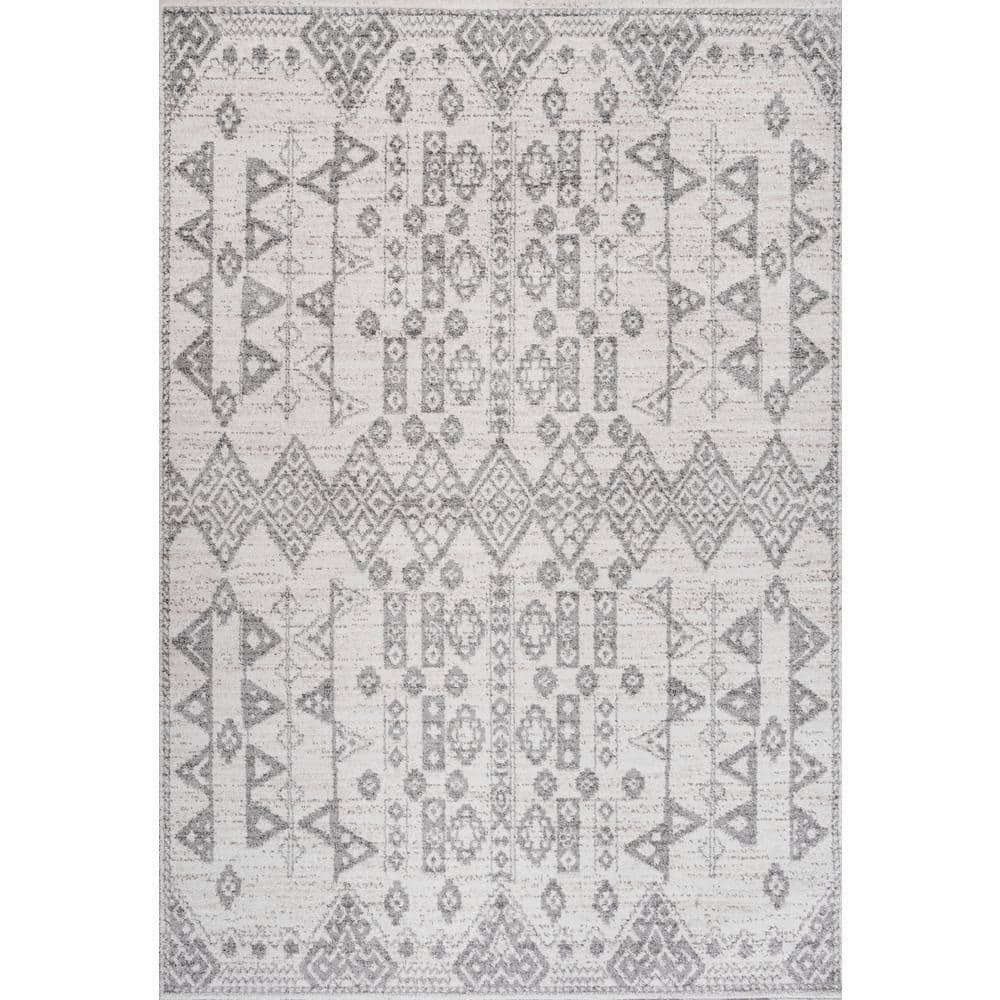 3'x5' Idris  Diamond Geometric Area Rug, Gray/Beige - JONATHAN Y