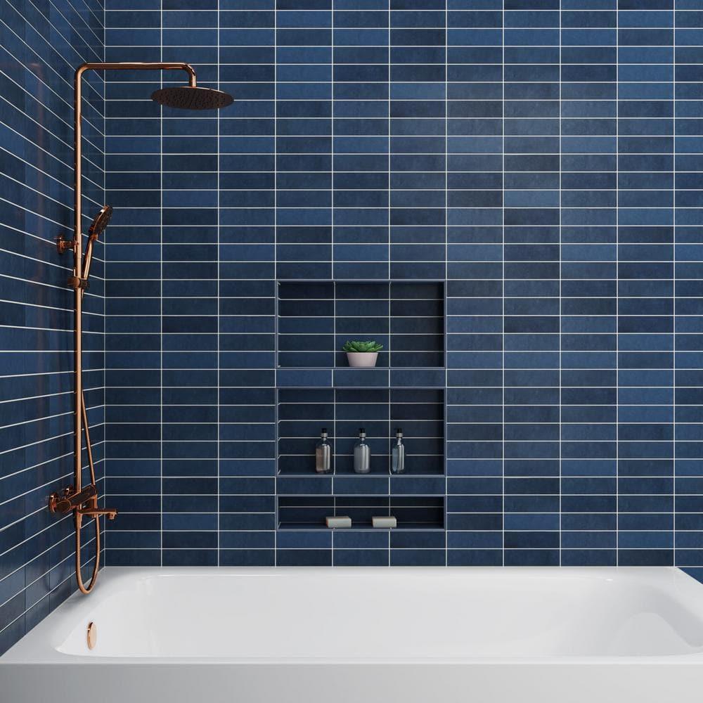 Bedrosians Cloe Gloss Ceramic Tile 2.5" x 8", Blue (76-Pack, 10.64 SF)