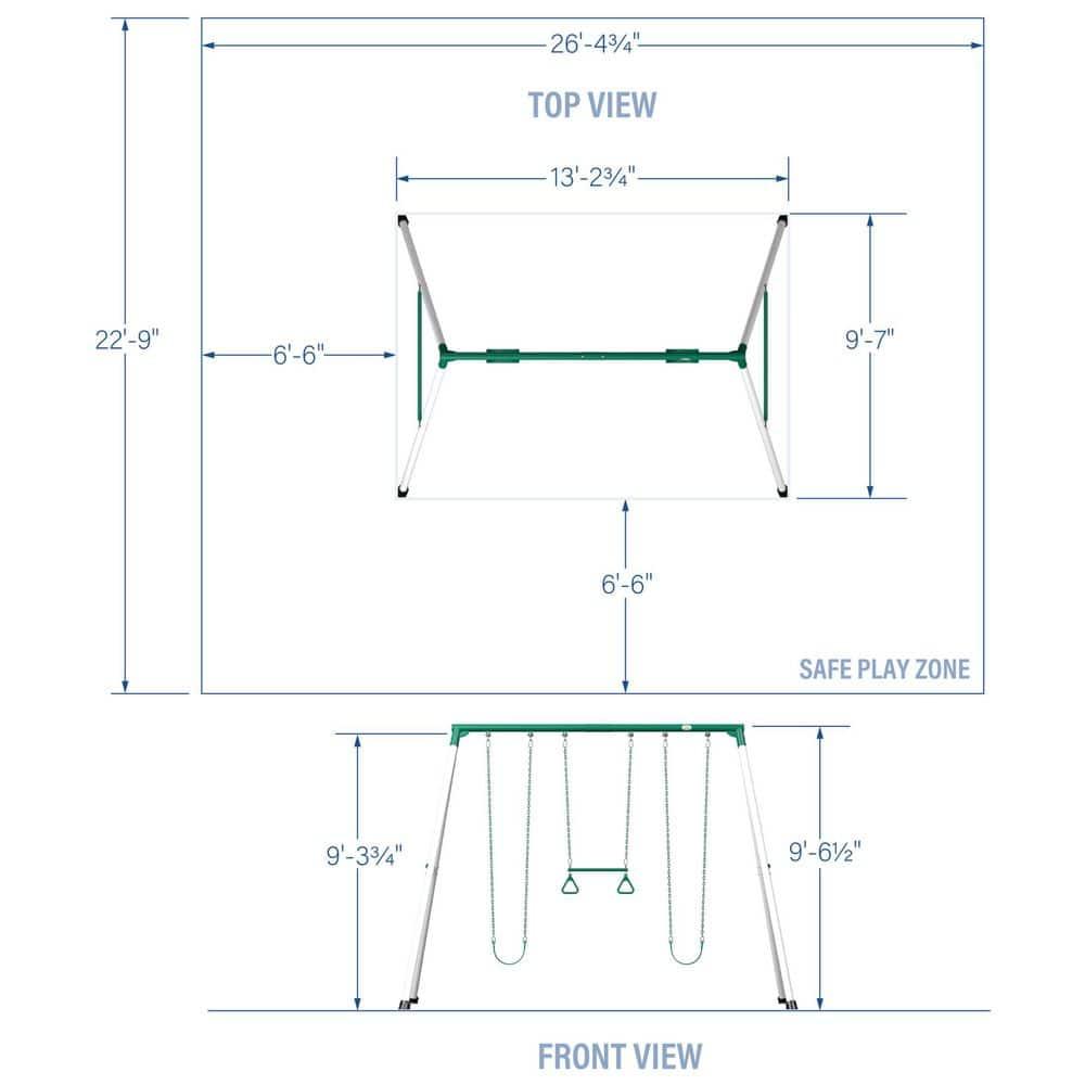 Backyard Discovery Big Brutus Galvanized Steel Swing Set, 2 Belt Swings, 1 Trapeze Bar
