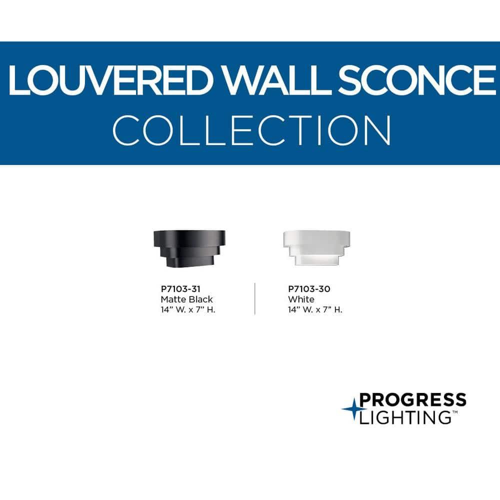 Progress Lighting, Tri-Band Louver, 1-Light Wall Sconce, Matte Black, Metal Shade, Steel, 7" W x 7" H x 14" L, 100W MED, BL