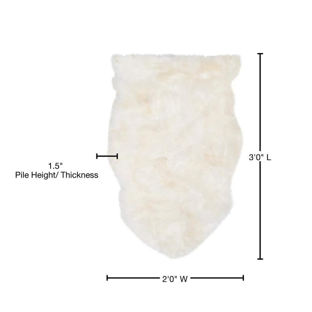 Sheep Skin SHS211 Hand Woven Accent Rug - Natural/White - 2'x3' - Safavieh.