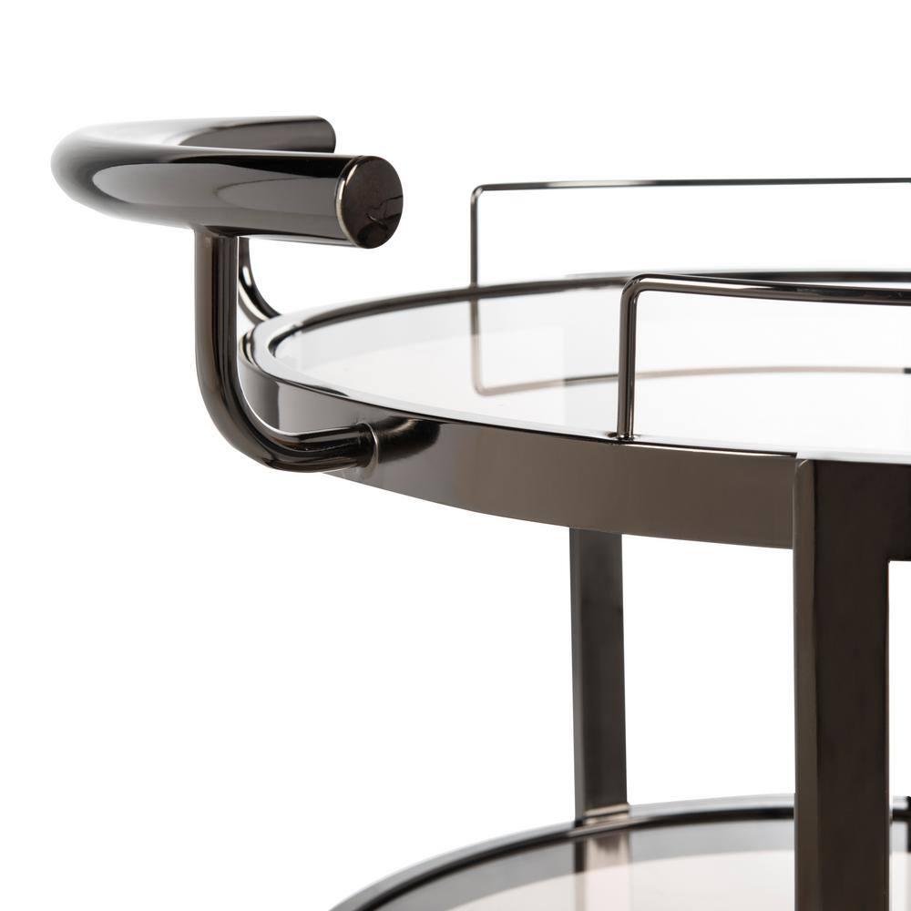 Rio 3 Tier Round Bar Cart - BCT8002B - Black Nickel/Tea - Safavieh