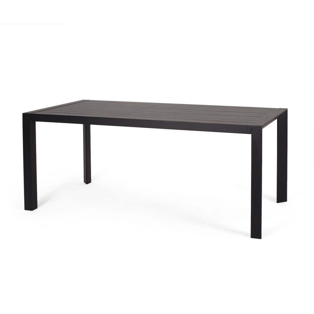 Combes Aluminum Outdoor Dining Table, Black