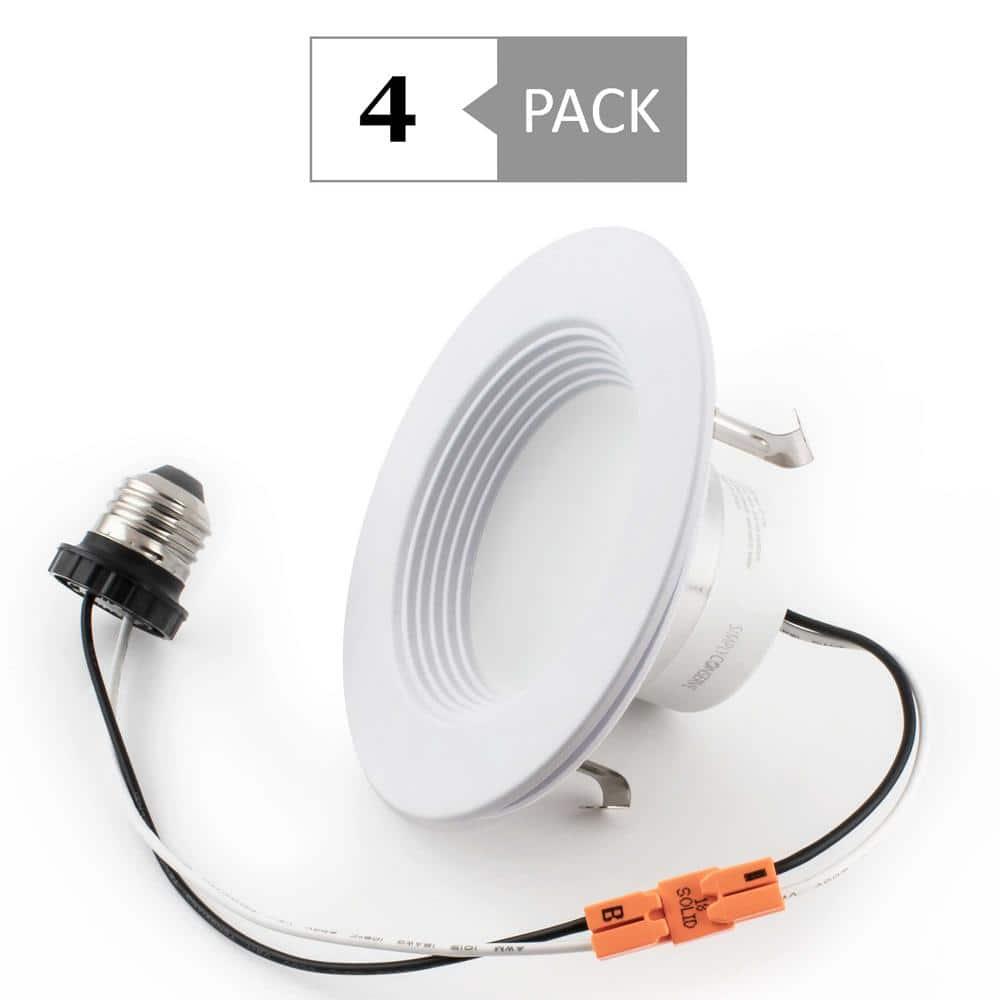 4-inch White Field-Adjustable Downlight Integrated LED Recessed Kit, 2700K Soft White to 5000K Daylight, 4-pack
