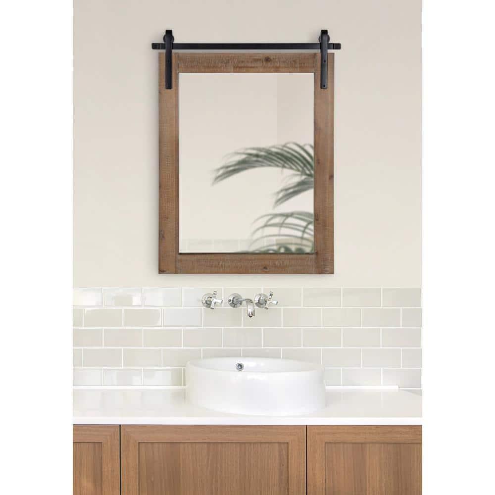 22" x 30" Cates Rectangle Wall Mirror Rustic Brown - Kate & Laurel All Things Decor