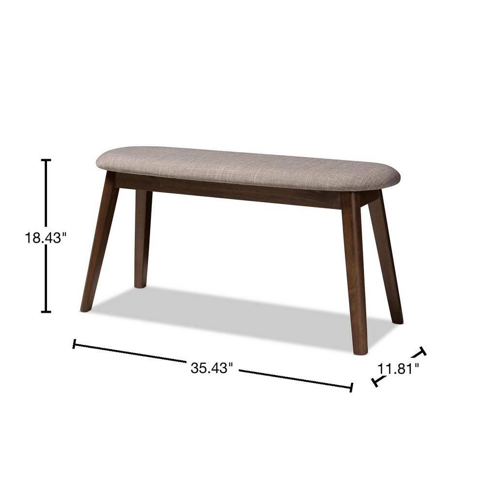 Baxton Studio Easton Mid Century Modern Walnut Finished Wood Fabric Upholstered Bench: Bedroom & Dining Seating
