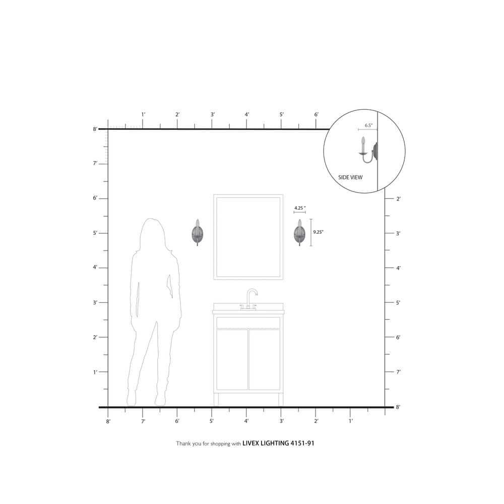 Livex Lighting Home Basics 1 - Light Wall Light in  Brushed Nickel