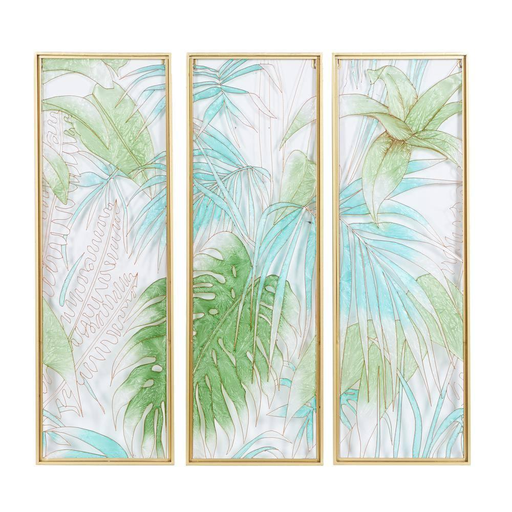 CosmoLiving by Cosmopolitan Cosmoliving By Cosmopolitan Set Of 3 Green Glass Wall Decor