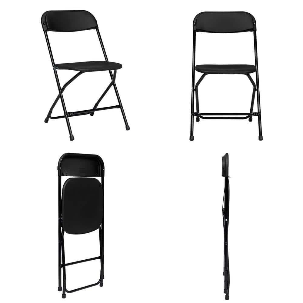 Ktaxon 4 Pack Indoor Outdoor Events Seats, Portable Stackable, Plastic Folding Chairs for Party, Black