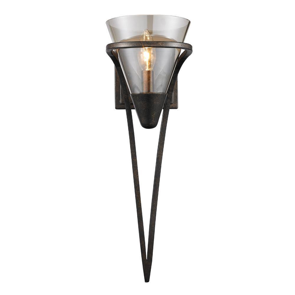 Golden Lighting Olympia 1-Light Wall Sconce in Burnt Sienna with Baltic Amber Glass