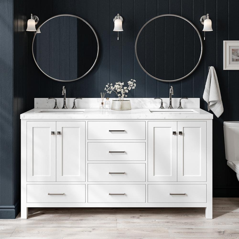 Ariel A067d-Bc Cambridge 66" Double Free Standing Vanity Cabinet Only - White