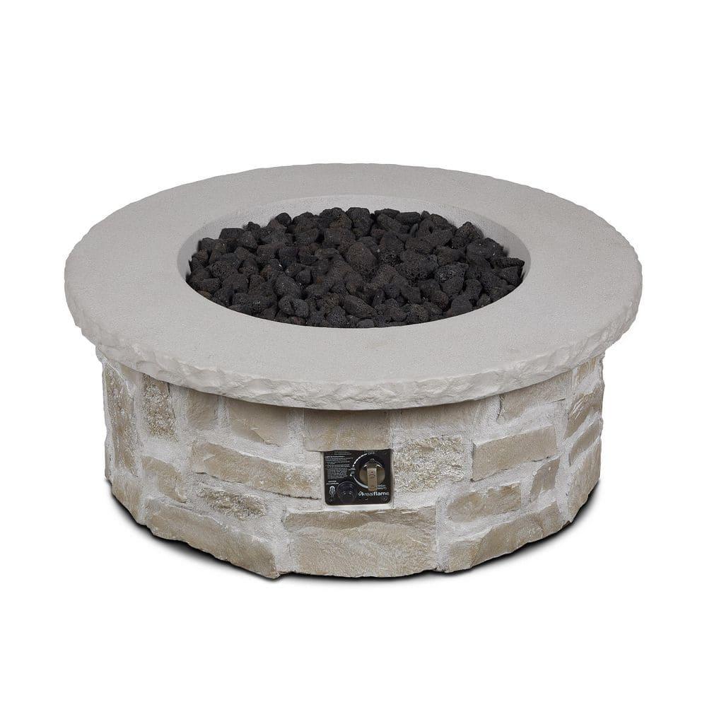 Real Flame Scottsdale 40" Round Stone Propane Fire Pit Table By Real Flame