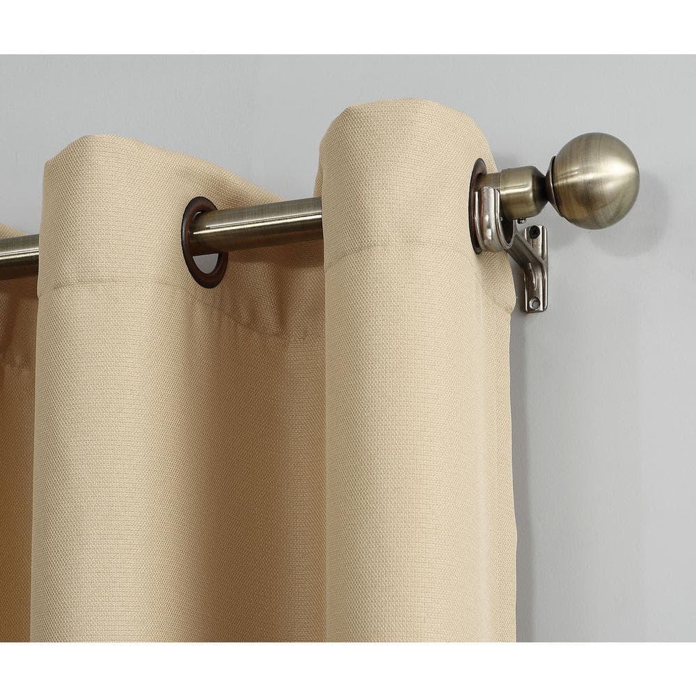 48"x84" No. 918 Semi-Sheer Montego Casual Textured Grommet Curtain Panel Taupe: Modern Light Filtering Panel