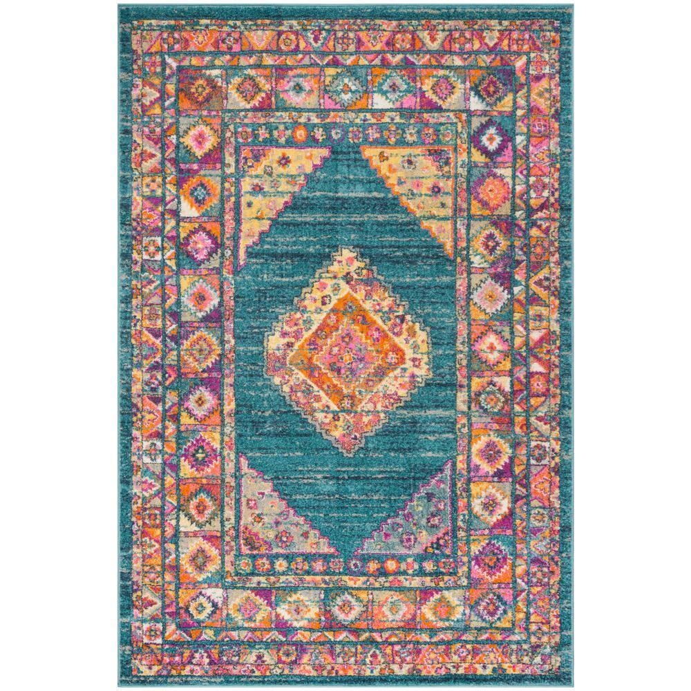 Madison MAD133 Power Loomed Indoor Area Rug - Light Blue/Orange - 6'x9' - Safavieh
