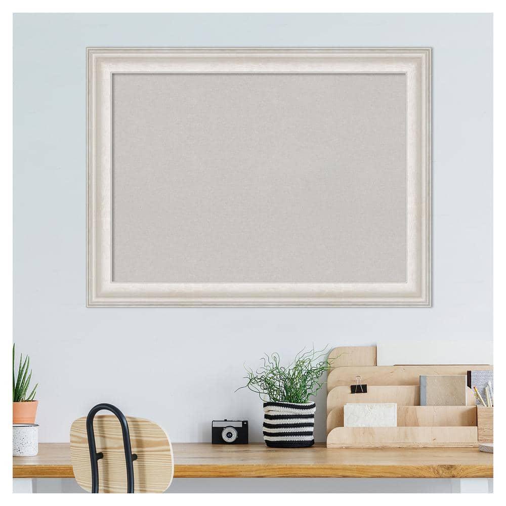 Amanti Art Grey Cork Board Framed Trio White Wash Silver Bulletin Board 32 in. x 24 in.