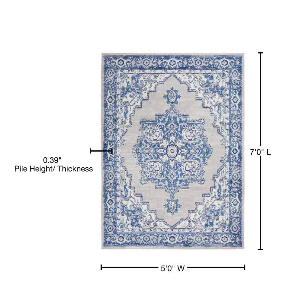 Nourison Whimsicle WHS03 Indoor only Area Rug - Grey Blue 5' x 7'