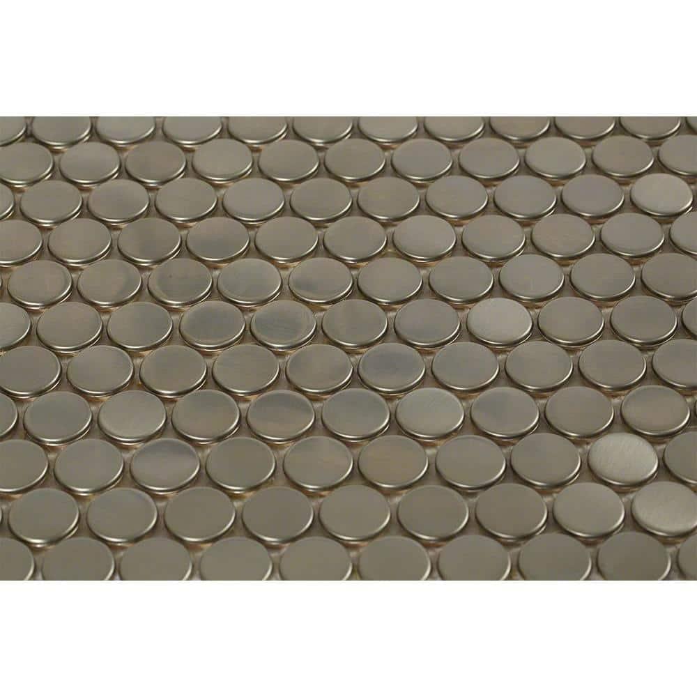 Stainless Steel 0.75" x 0.75" Stainless Steel Penny Round Mosaic Wall Tile