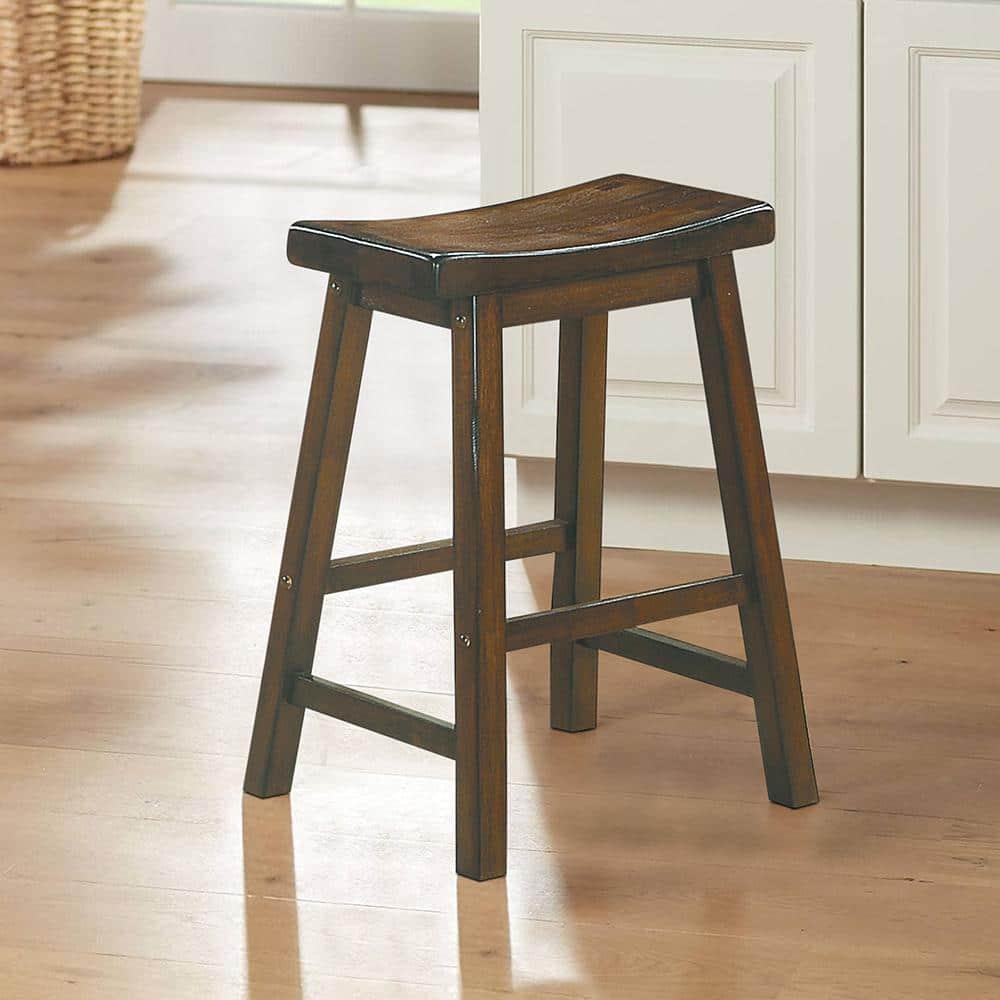 Cherry Wood Backless Saddle Style Counter Stools, Set of 2