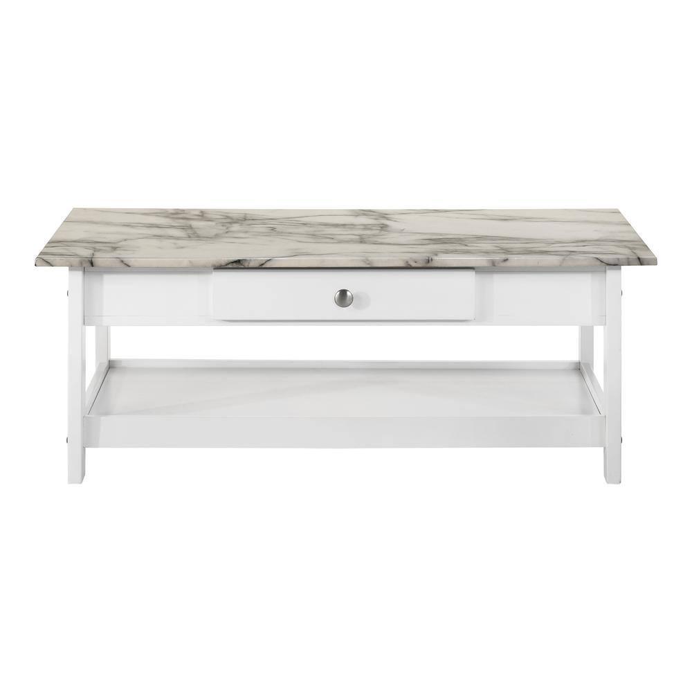 3pc Minsay Transitional Storage Table Set with Open Shelf & Drawer: White - HOMES: Inside + Out