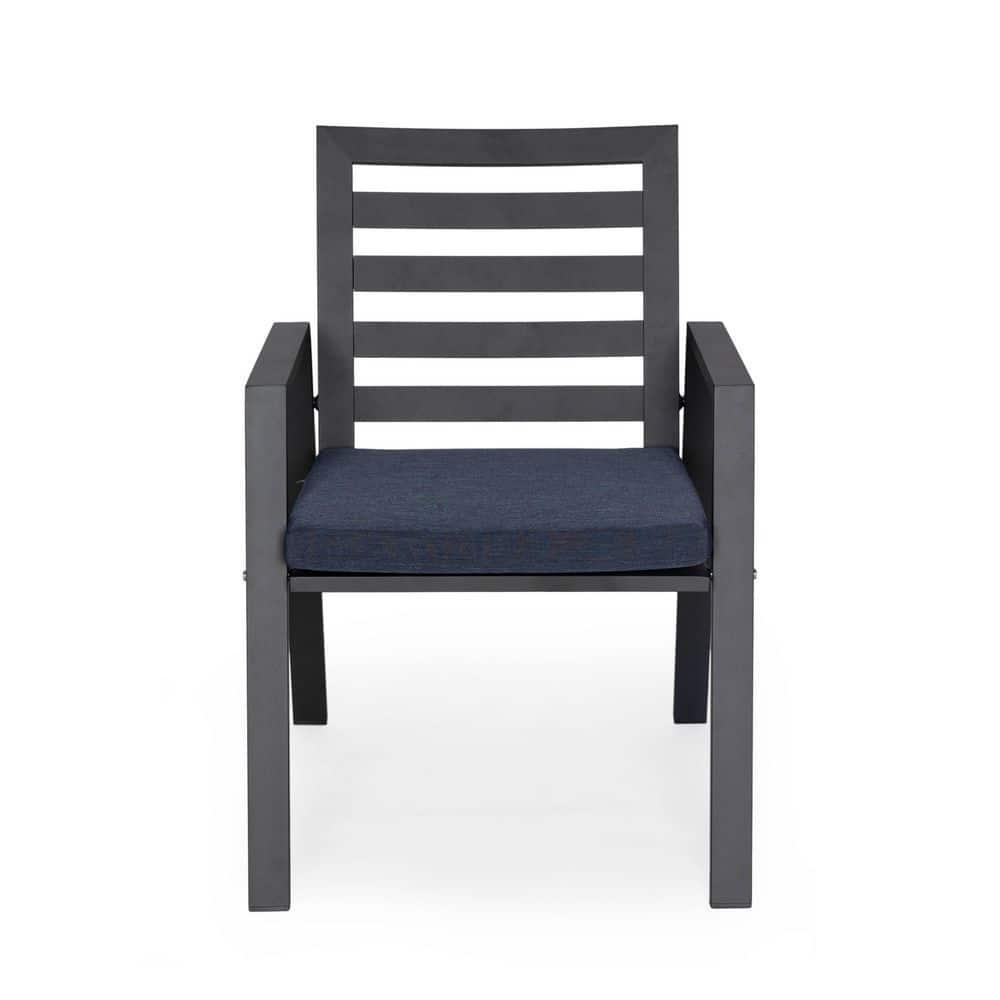 7-Piece Patio Dining Set With 60" Round Aluminum Dining Table And 6 Dining Armchair