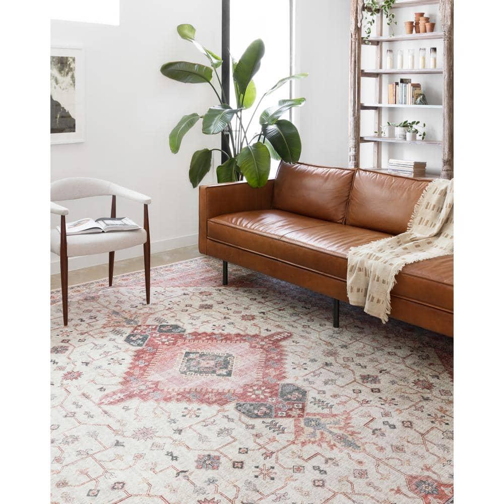 Loloi II Skye Collection SKY-02 Ivory/Berry 6'-0" x 6'-0" Round Area Rug